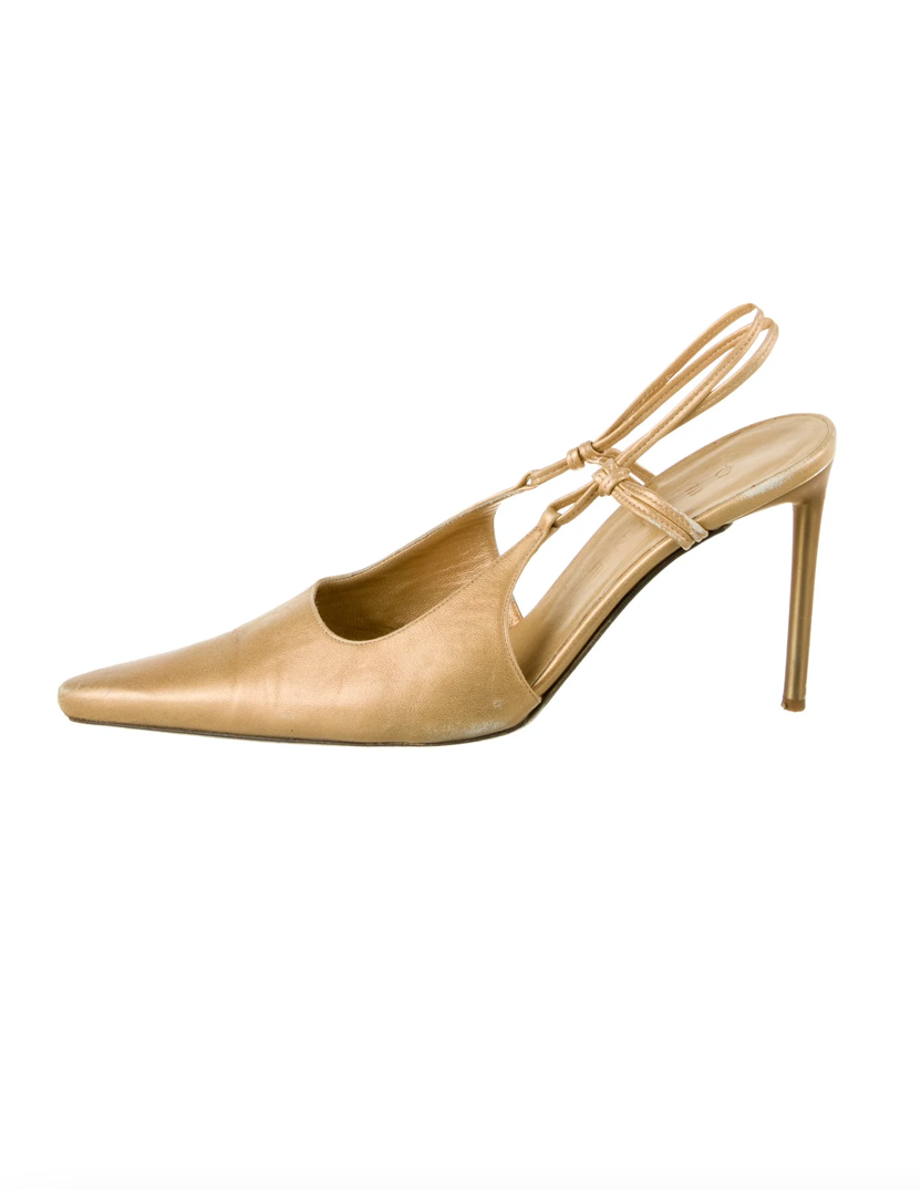 Celine Gold Slingback Pumps