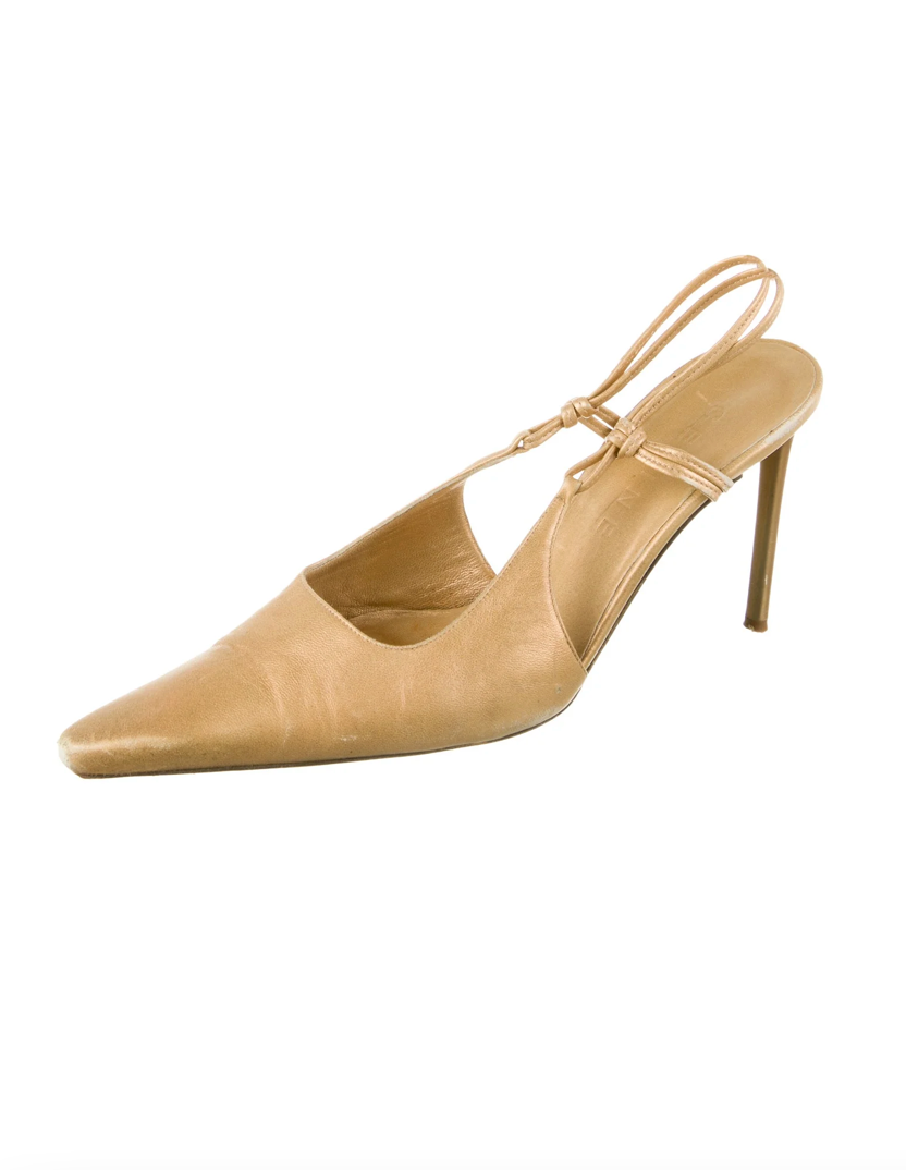 Celine Gold Slingback Pumps