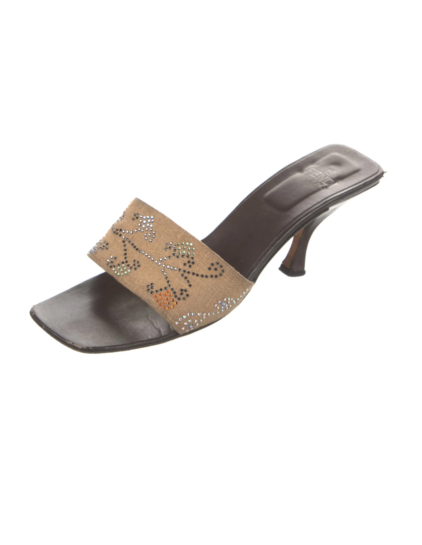 Fendi Crystal Embellished Mules