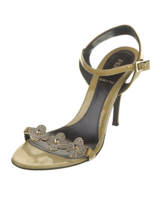 Fendi Patent Leather Floral Sandals