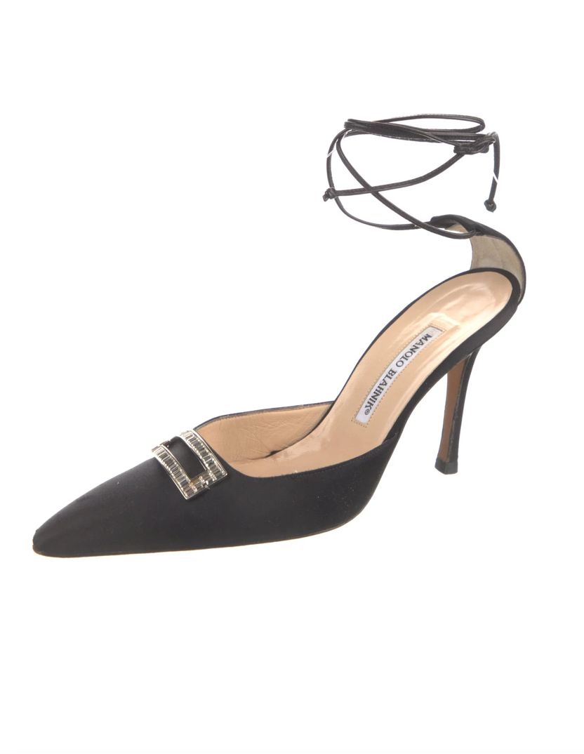 Manolo Blahnik Satin Strappy Pumps