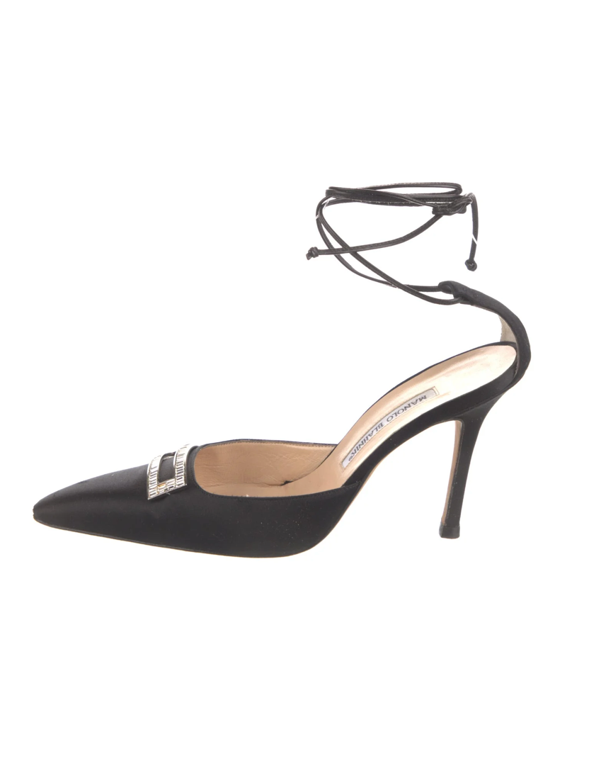 Manolo Blahnik Satin Strappy Pumps
