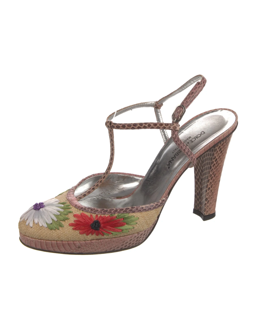 Dolce & Gabbana Floral T-Strap Sandals