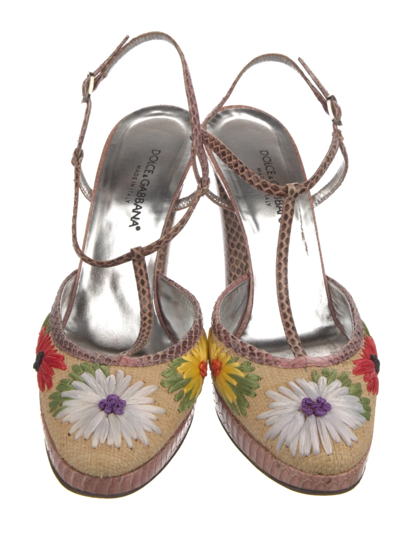 Dolce & Gabbana Floral T-Strap Sandals