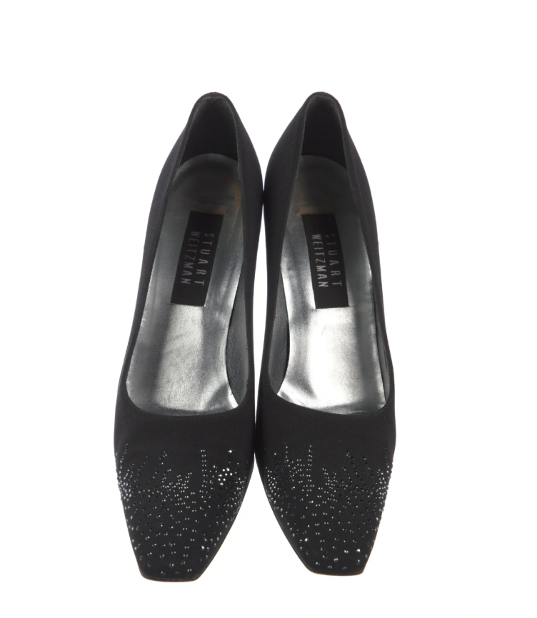 Stuart Weitzman Black Crystal Embellished Pumps