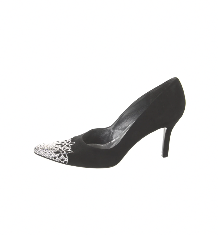Stuart Weitzman Silver Embellished Pumps