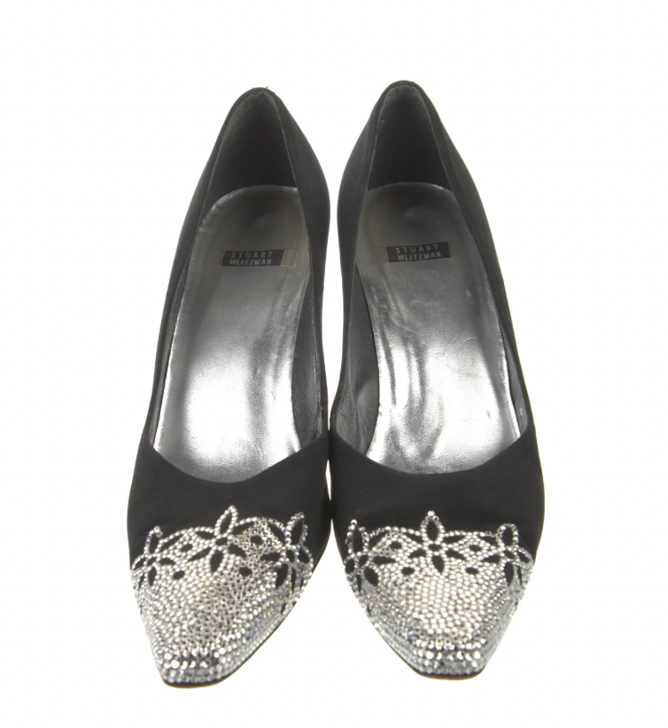 Stuart Weitzman Silver Embellished Pumps