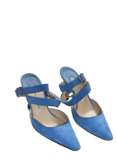 Blue Suede Manolo Blahnik T-Strap Pumps