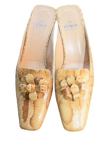 Fendi Snakeskin Flower Heel