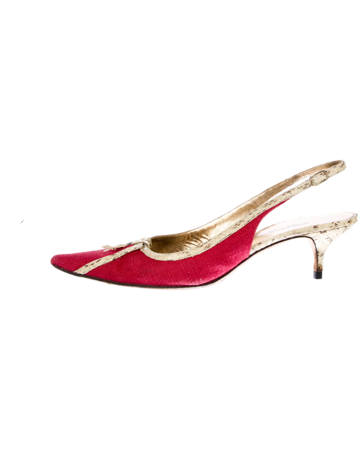 Dolce & Gabbana Canvas & Snakeskin Slingbacks, EU 39