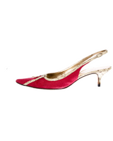 Dolce & Gabbana Canvas & Snakeskin Slingbacks, EU 39