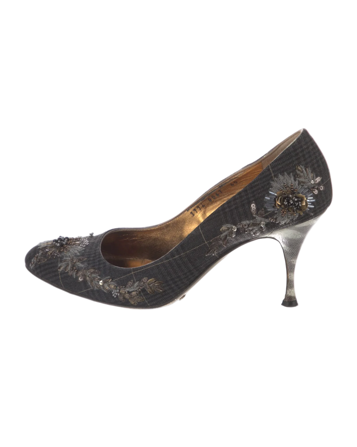 Dolce & Gabbana Embroidered Plaid Pumps, EU 39