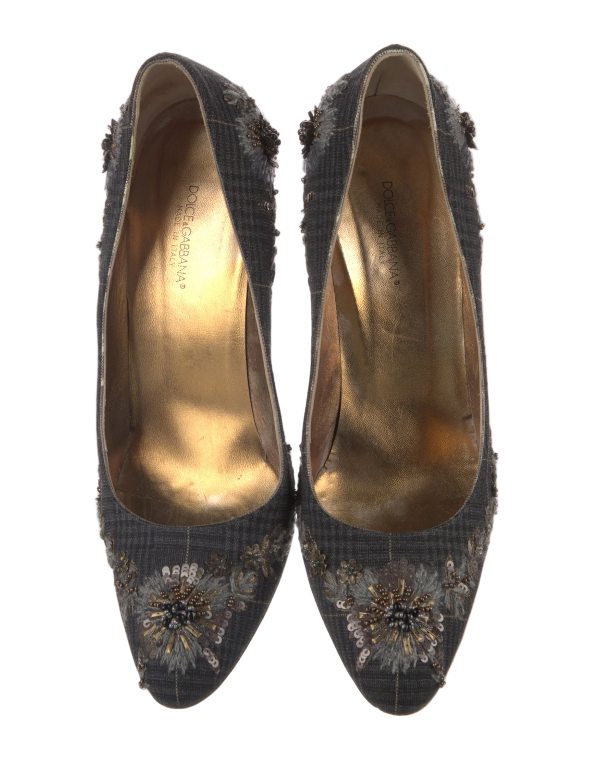 Dolce & Gabbana Embroidered Plaid Pumps, EU 39