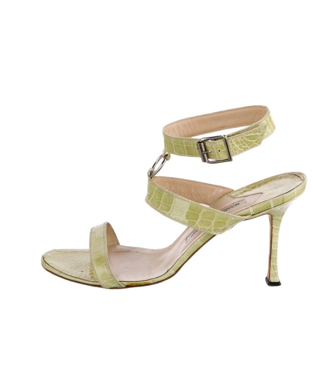 Manolo Blahnik Crocodile T-Strap Heels