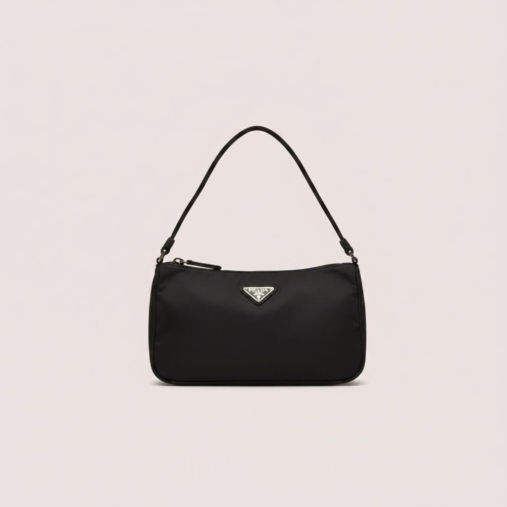 #65 Prada Hand Nylon Black Silver