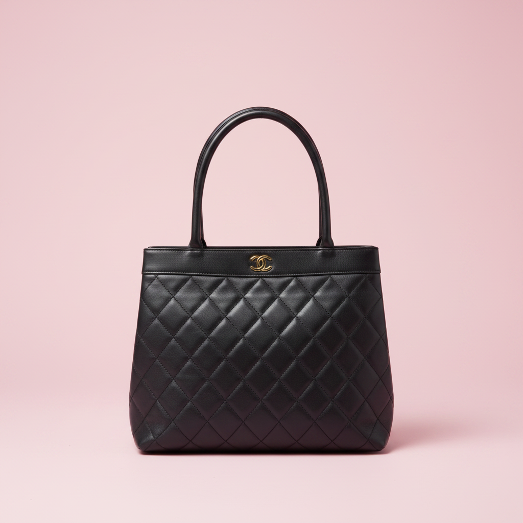 #2 Chanel Black Quilted Caviar Leather Tote