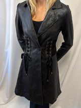Black Leather Lace-Up Corset Coat