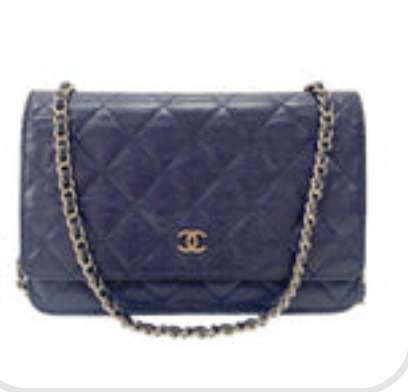 Matelassé Navy Leather Chain Pouch