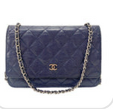 Matelassé Navy Leather Chain Pouch