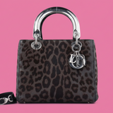 Dior Lady Pony Hair Leopard Print Handbag