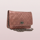 #71 Chanel Matelasse 2.25 Chain Wallet Shoulder Bag Leather Pink