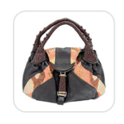 Fendi Spy Multicolor Sequin Espresso Brown Leather Shoulder Bag