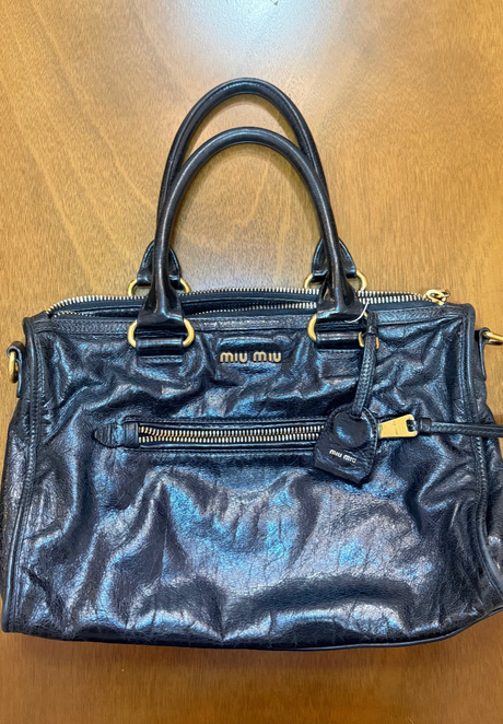 Miu Miu Black Leather Shine Vitello Bag