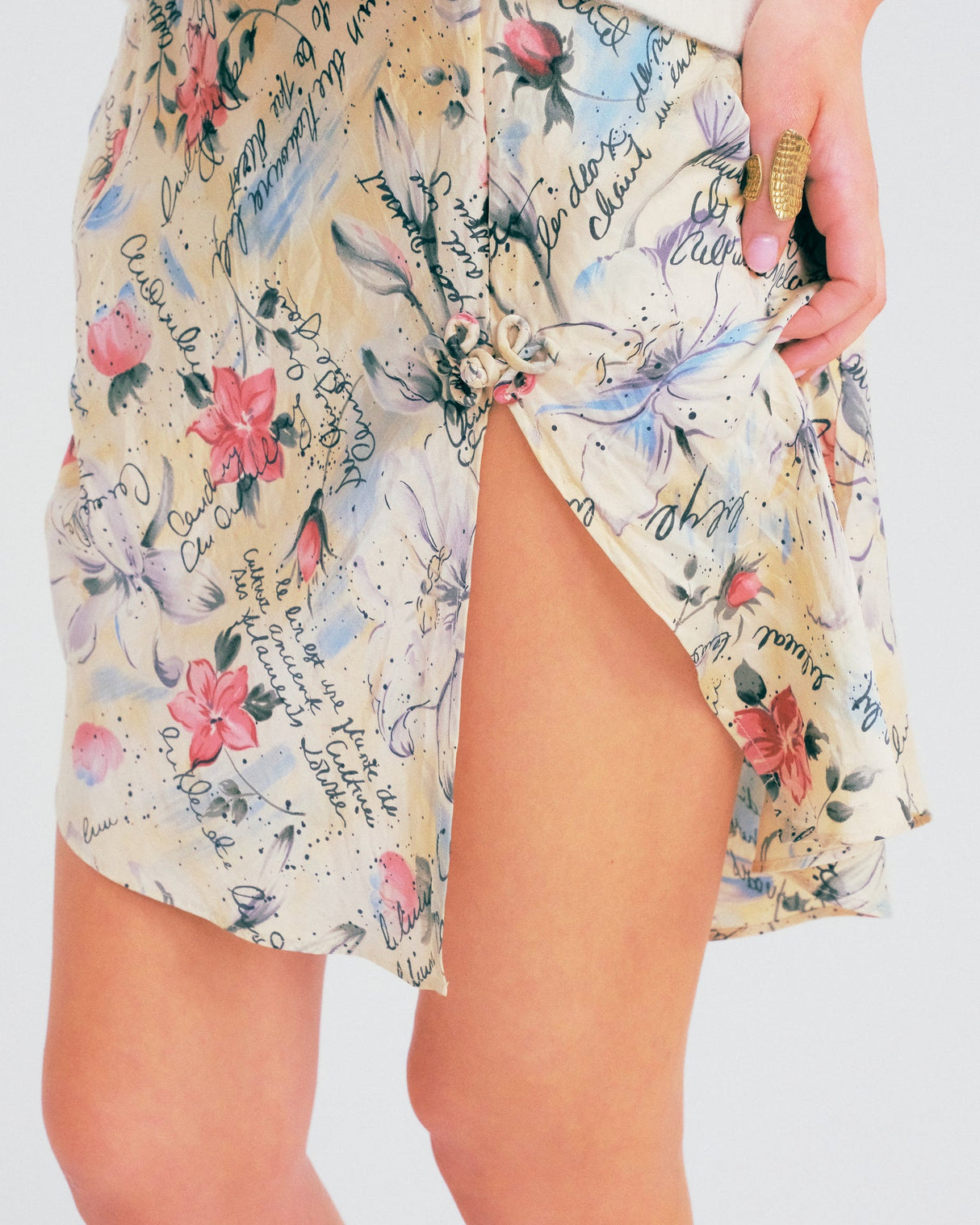 Love Letters printed silk slip dress