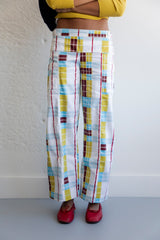 Plaid straight leg pants