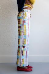 Plaid straight leg pants