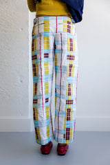 Plaid straight leg pants