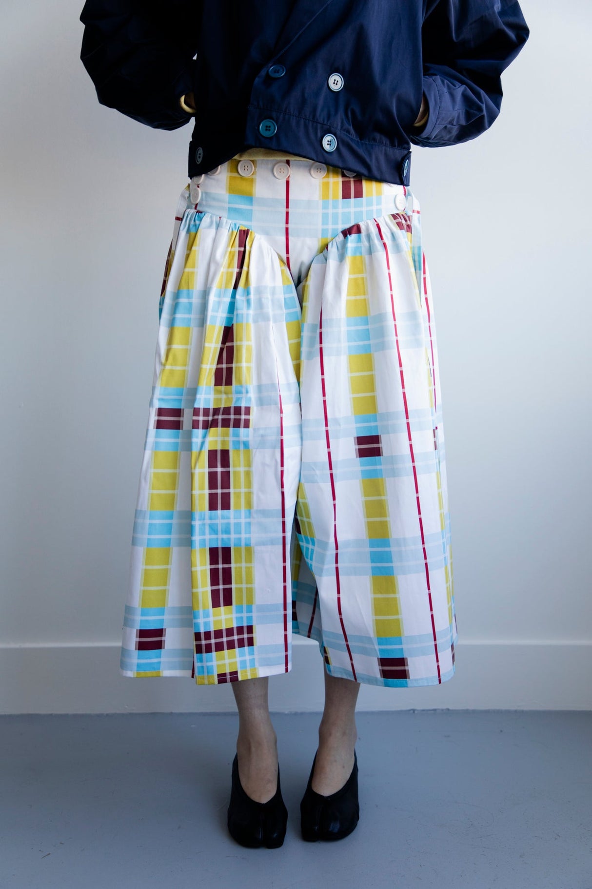 Plaid wide leg pants