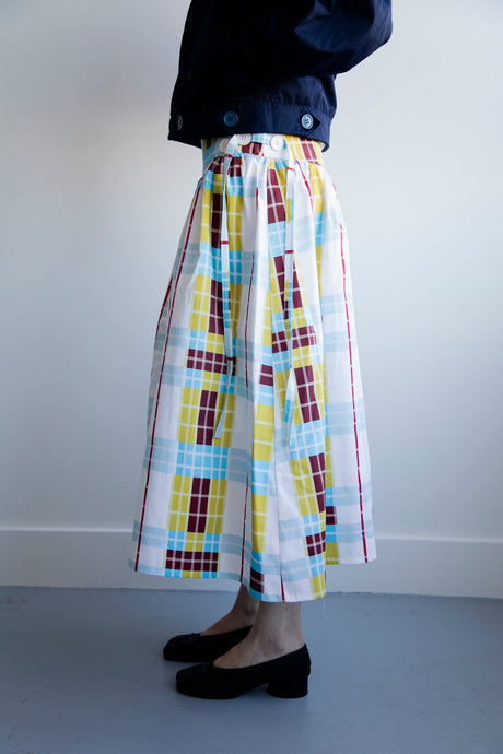 Plaid wide leg pants