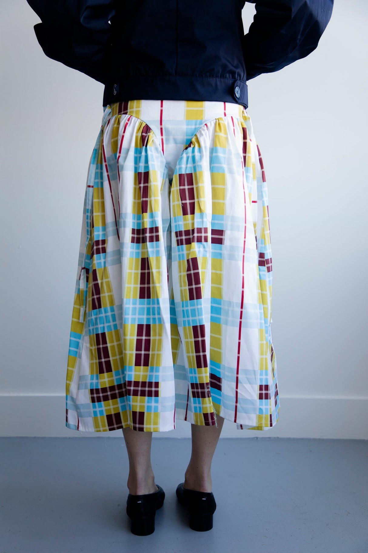 Plaid wide leg pants
