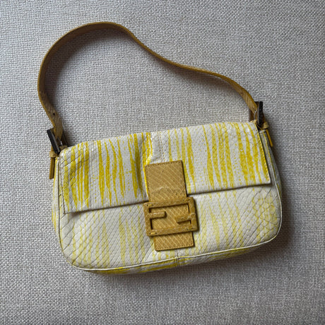 Authentic Fendi Baguette Yellow Striated snakeskin edition 2000s