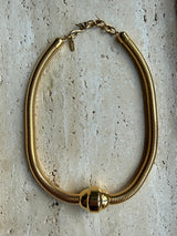 Vintage 1980s Yves Saint Laurent Gold tubogas Snake Chain Pendant authentic gold plated Necklace