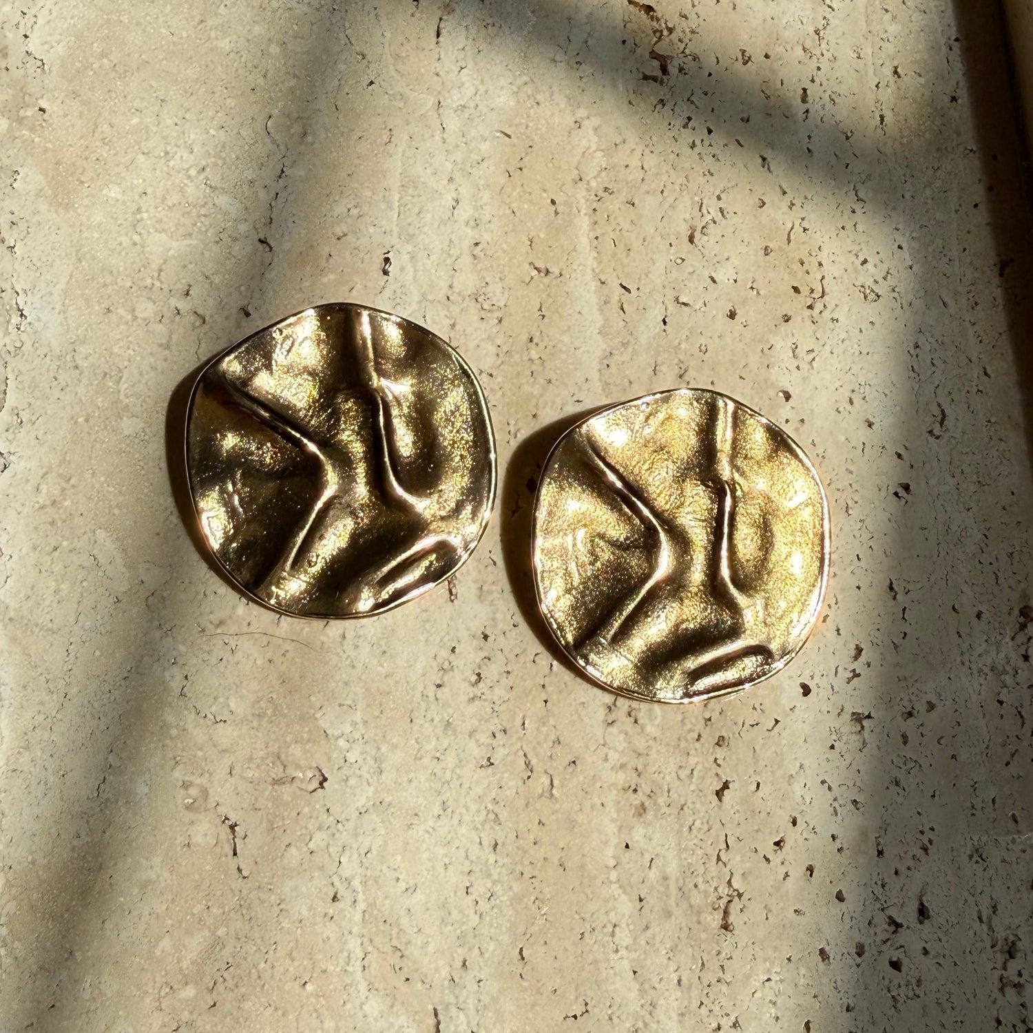 Yves Saint Laurent vintage 1980s authentic molten metal style oversized round earrings 