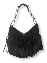 Yves Saint Laurent Vintage Suede Fringe La Boheme Hobo Bag Tom Ford Era 2000s Y2k black authentic