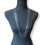 Yves Saint Laurent Vintage Tiered Necklace silver 1980s three chain 