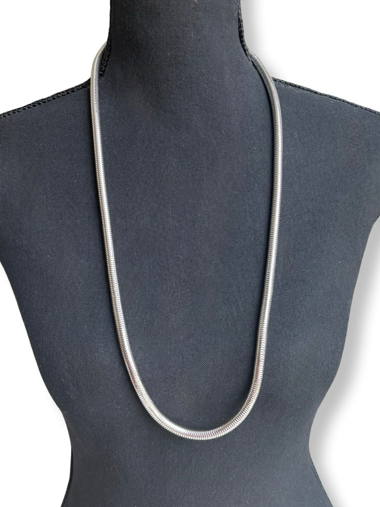 Yves Saint Laurent Vintage Tubogas Chain Long Silver  snake chain big round