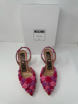 Moschino 35 Pink Sugar Flower Heels Sandals NEW