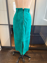 Complice Size 4 Teal Green Suede Pencil Skirt