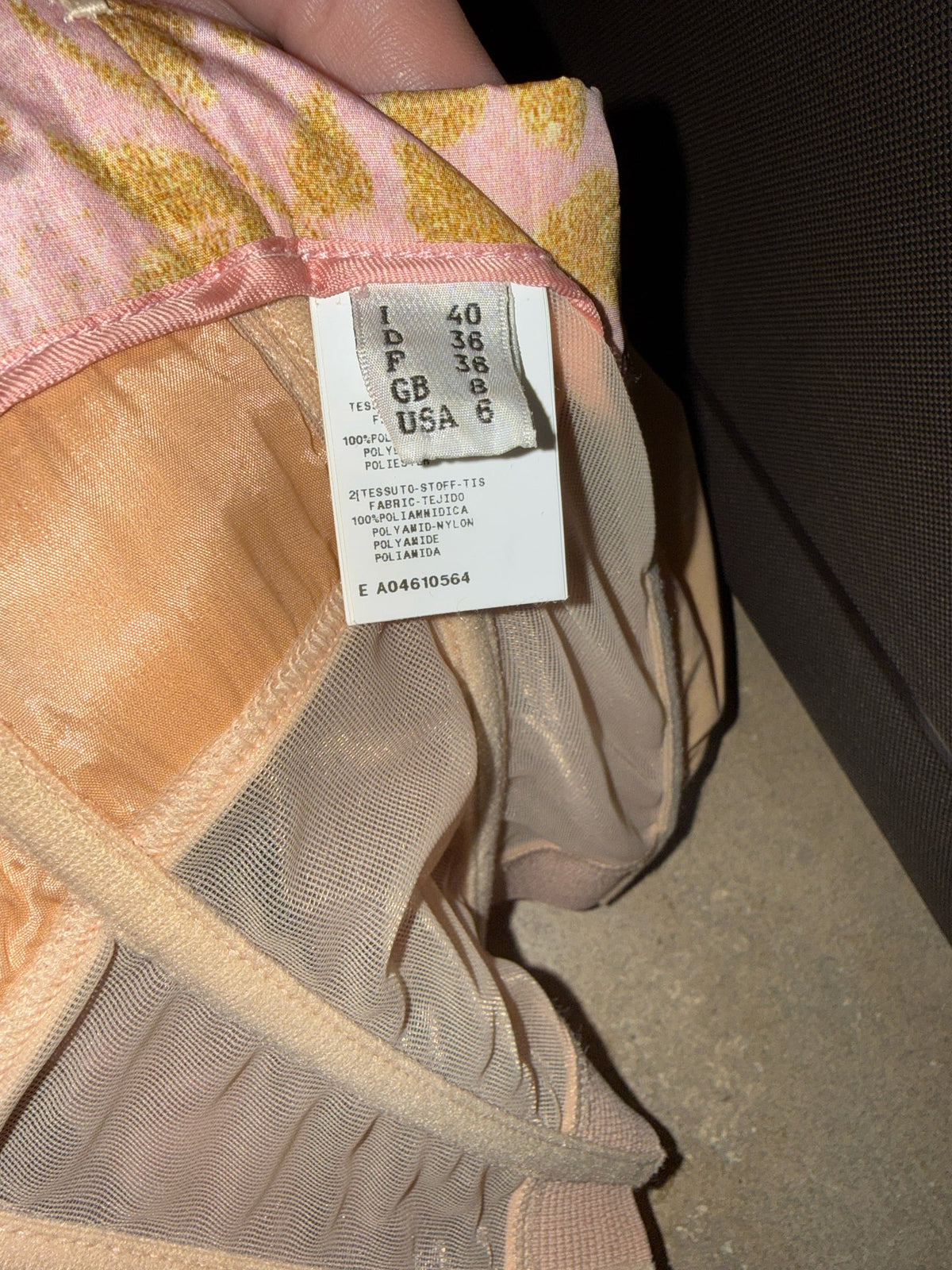 Moschino Size 6 Peach Strapless Funny Face Dress