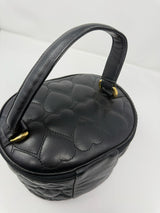 Moschino Black Leather Oval Quilted Heart Vanity Bag
