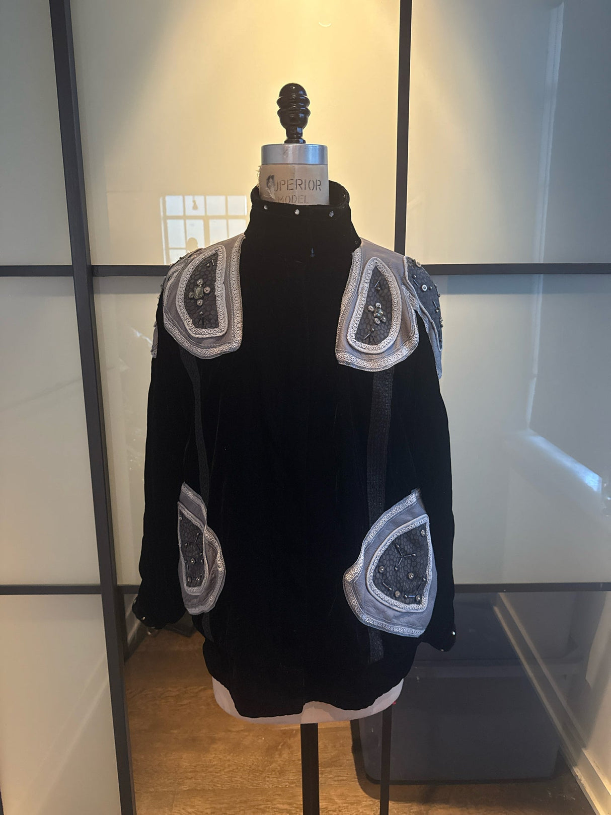 Mindy & Friends Size M Black & SilverVelvet Bomber Jacket