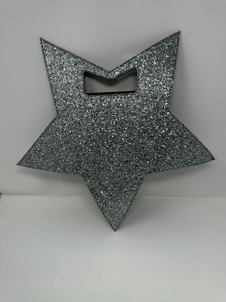 Moschino Silver Glitter Star Bag Clutch