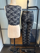 Moschino Jeans Vintage Black Lace 2 pc Pant & Top Set
