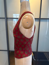 Moschino Red & Taupe Polka Dot Criss Cross Vest