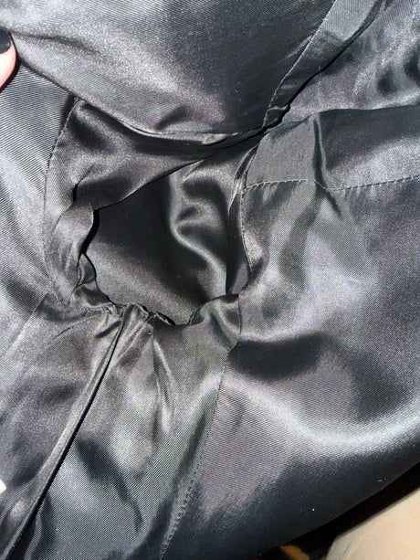 Moschino Black Wool Taffeta Ruffle Pea Coat