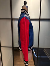 Barney's x Lisa Perry Size 4 Blue & Red Leather Bomber Jacket